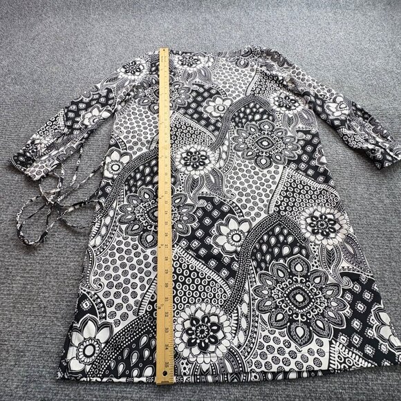 Loft Dress Large Petite Navy‎ White Floral Belt Paisley Boho Fairy Cottagecore - Picture 14 of 16